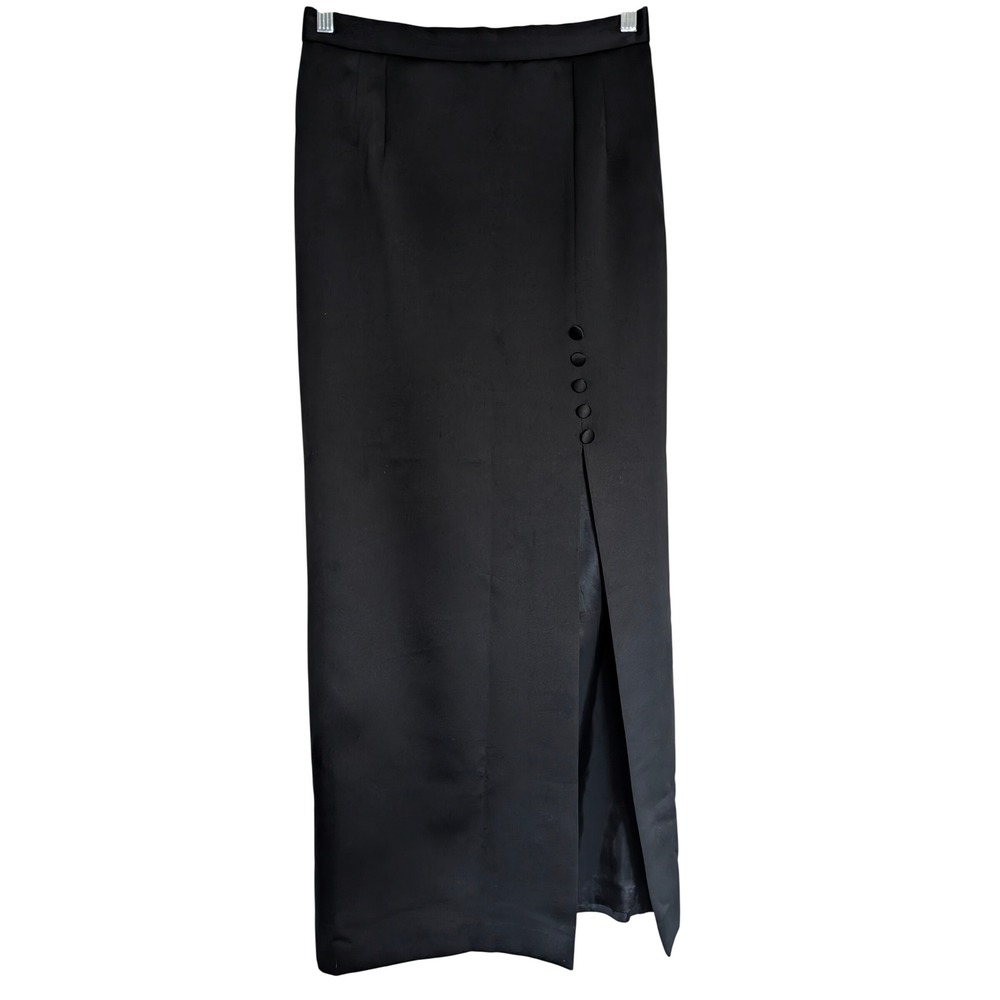 VTG Alex Evenings Satin Midi Skirt XS Formal Evening Elegant Minimalist Slit‎